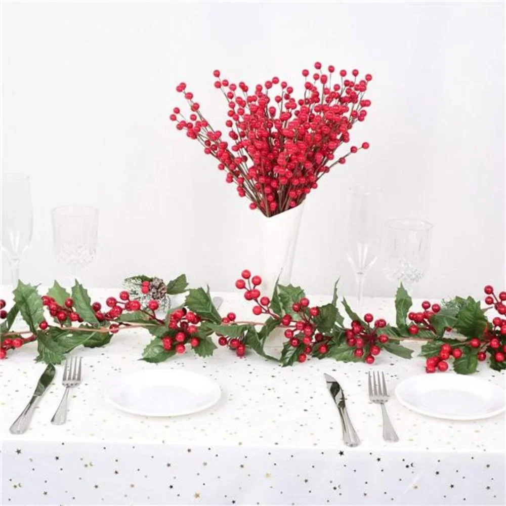 6FT Red Berry Christmas Garland, Flexible Artificial for Indoor Outdoor Home